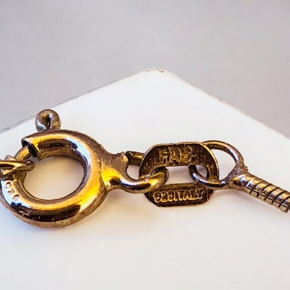 FAS Designer Italy Necklace Sterling Silver & Puffy Heart Pendant Double Sided - Picture 13 of 15